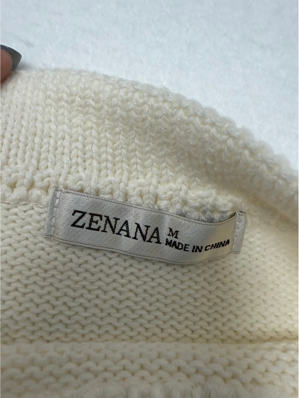 Zenana Medium Brown and White Striped Cotton Sweater - Picture 4 of 5